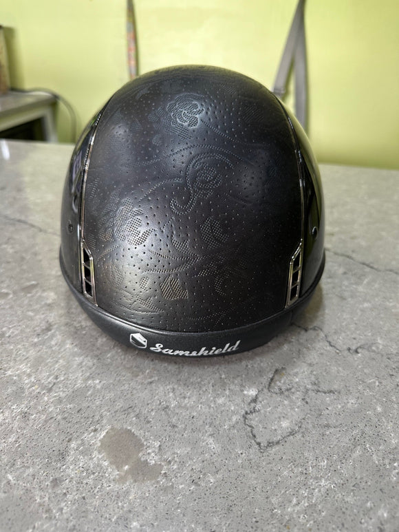 Samshield Shadowmat Black Glossy Helmet/Leather Flower Top Small Shell