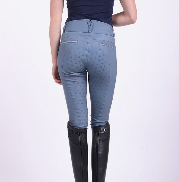 QHP Maxime Full Grip Breeches Steel Blue